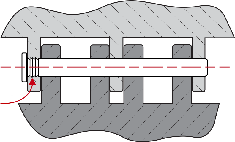 Figure 4: Les barbelures retiennent cette goupille solide dans le composant en plastique